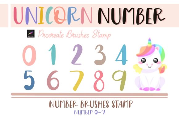 Procreate Brushes Stamp Unicorn Number: Elevating Digital Design with Whimsical Typography