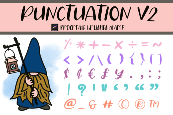 Procreate Punctuation Stamp V2: 42 Essential Brushes