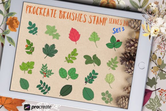 Procreate Stamp Leaves Set 3 Guide