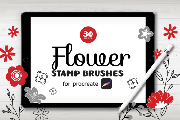 Streamlining Digital Illustration with 30 Flowe Procreate Stamp Brushes